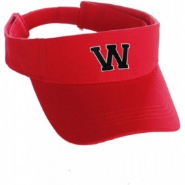 Baseball Caps Custom Sport Sun Visor Hat A to Z Initial Team Letters- Red Visor White Black - Letter W - CL18GS356KQ $16.67