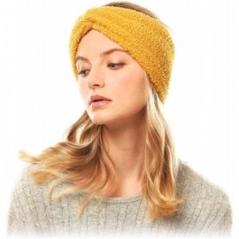 Headbands Women's Winter Knitted Headband Ear Warmer Head Wrap (Flower/Twisted/Checkered) - Sherpa Fleece-mustard - CZ18WRKTO...