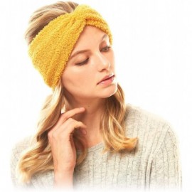 Headbands Women's Winter Knitted Headband Ear Warmer Head Wrap (Flower/Twisted/Checkered) - Sherpa Fleece-mustard - CZ18WRKTO...