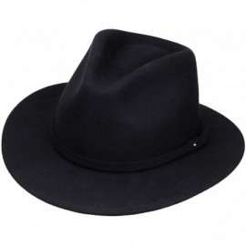 Fedoras Fedora for Men Women Wool Felt Camel Red Grey Black Panama Hat Classic Wide Brim Vintage - Black - CS194EHMTWX $65.38