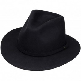 Fedoras Fedora for Men Women Wool Felt Camel Red Grey Black Panama Hat Classic Wide Brim Vintage - Black - CS194EHMTWX $22.55