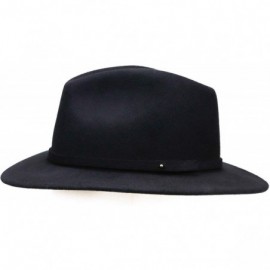 Fedoras Fedora for Men Women Wool Felt Camel Red Grey Black Panama Hat Classic Wide Brim Vintage - Black - CS194EHMTWX $22.55