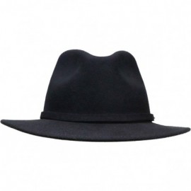 Fedoras Fedora for Men Women Wool Felt Camel Red Grey Black Panama Hat Classic Wide Brim Vintage - Black - CS194EHMTWX $22.55