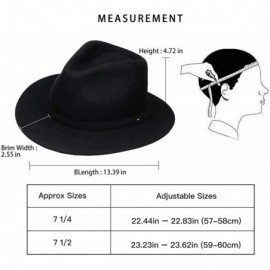 Fedoras Fedora for Men Women Wool Felt Camel Red Grey Black Panama Hat Classic Wide Brim Vintage - Black - CS194EHMTWX $22.55