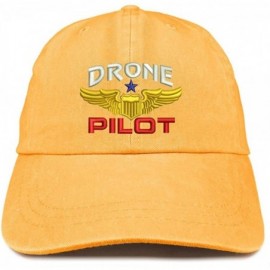 Baseball Caps Drone Pilot Aviation Wing Embroidered Cotton Adjustable Washed Cap - Mango - C518KMWID3G $32.77