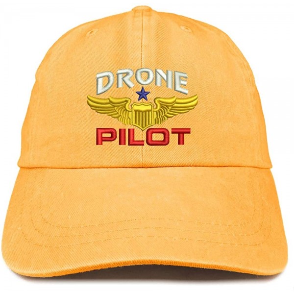 Baseball Caps Drone Pilot Aviation Wing Embroidered Cotton Adjustable Washed Cap - Mango - C518KMWID3G $22.14
