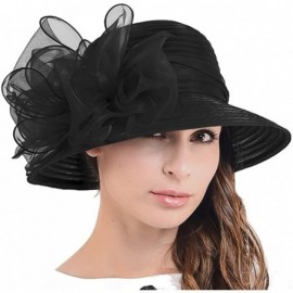 Sun Hats Cloche Oaks Church Dress Bowler Derby Wedding Hat Party S015 - Bow-black - CT12F1755JJ $48.76