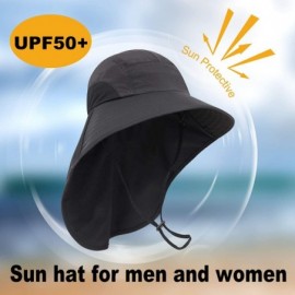 Sun Hats Men/Womens Foldable Flap Cover UPF 50+ UV Protective Wide Brim Bucket Sun Hat - Unisex_black - CQ192EQX48H $17.14