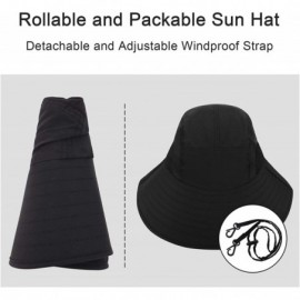 Sun Hats Men/Womens Foldable Flap Cover UPF 50+ UV Protective Wide Brim Bucket Sun Hat - Unisex_black - CQ192EQX48H $17.14