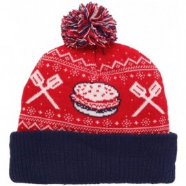 Skullies & Beanies Bob's Burgers Spatula & Burger Winter Pom Beanie - CJ11V1J7VXP $10.27