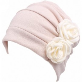 Skullies & Beanies Ruffle Chemo Turban Headband Scarf Beanie Cap Hat for Cancer Patient - Black+begie - CT18DK4UUO0 $14.97