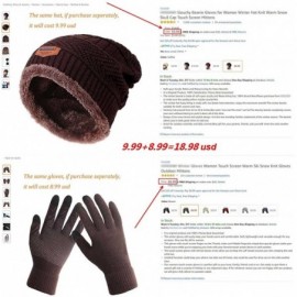 Skullies & Beanies Winter Slouchy Beanie Gloves for Women Knit Hats Skull Caps Touch Screen - Hat+gloves (Brown) - CH18994CYU...