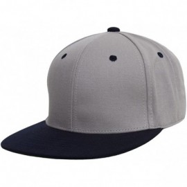 Baseball Caps Cotton Two-Tone Flat Bill Snapback - Gray/Black - CX184TG0EHI $18.89