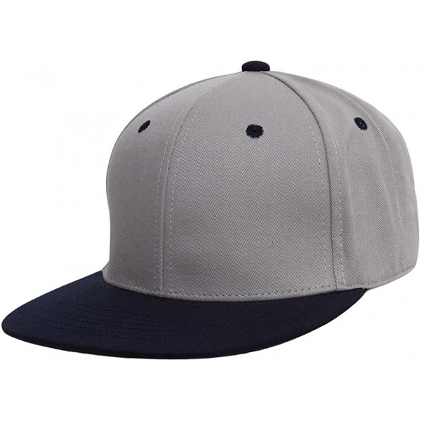 Baseball Caps Cotton Two-Tone Flat Bill Snapback - Gray/Black - CX184TG0EHI $12.68