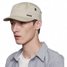 Baseball Caps Men's Cotton Army Cap Cadet Hat Military Flat Top Adjustable Baseball Cap - P0042_beige - CI17YD5N6RQ $14.73