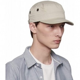 Baseball Caps Men's Cotton Army Cap Cadet Hat Military Flat Top Adjustable Baseball Cap - P0042_beige - CI17YD5N6RQ $14.73