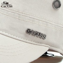 Baseball Caps Men's Cotton Army Cap Cadet Hat Military Flat Top Adjustable Baseball Cap - P0042_beige - CI17YD5N6RQ $14.73