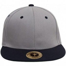 Baseball Caps Cotton Two-Tone Flat Bill Snapback - Gray/Black - CX184TG0EHI $12.68