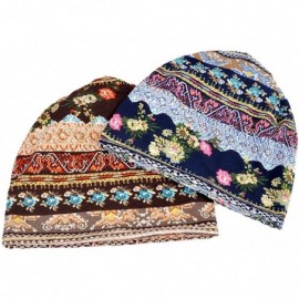 Skullies & Beanies Skullies Beanies Thin Bonnet Cap Autumn Casual Beanies Hat - 2 Pack Brown & Khak - CV18ZLHMEG5 $17.12