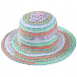 Bucket Hats Paper Straw Summer Beach Braid Rainbow Lollipop Fish Bucket Hat Folding Cap - Turquoise - CQ12FBVB5YJ $8.19