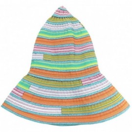 Bucket Hats Paper Straw Summer Beach Braid Rainbow Lollipop Fish Bucket Hat Folding Cap - Turquoise - CQ12FBVB5YJ $8.19