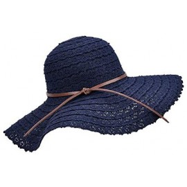 Sun Hats Adjustable Floppy Summer Foldable Fedora - Navy Blue - C018NQWUHHN $11.00