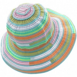 Bucket Hats Paper Straw Summer Beach Braid Rainbow Lollipop Fish Bucket Hat Folding Cap - Turquoise - CQ12FBVB5YJ $8.19