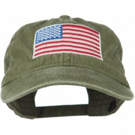 Baseball Caps American Flag Embroidered Washed Cap - Green - CH11MJ3NFCN $22.23