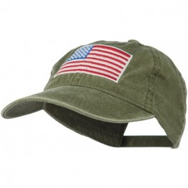 Baseball Caps American Flag Embroidered Washed Cap - Green - CH11MJ3NFCN $22.23