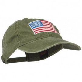 Baseball Caps American Flag Embroidered Washed Cap - Green - CH11MJ3NFCN $22.23