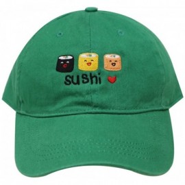 Baseball Caps Sushi Love Cotton Baseball Dad Caps - Kelly Green - CA17XQ7K6OO $24.31