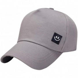 Cowboy Hats Summer Baseball Cap Smile Unisex Solid Color Hat Adjustable Hip-Hop Cap (Gray- One Size) - Gray - CY18RLG4QO0 $11.58