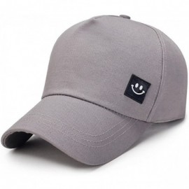 Cowboy Hats Summer Baseball Cap Smile Unisex Solid Color Hat Adjustable Hip-Hop Cap (Gray- One Size) - Gray - CY18RLG4QO0 $11.58