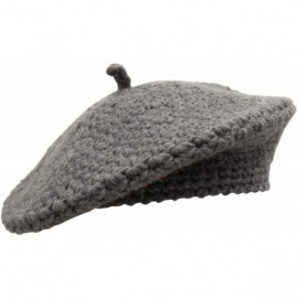 Berets Women Hand Knitted French Beret Hat - Grey - C018AI8000L $24.77