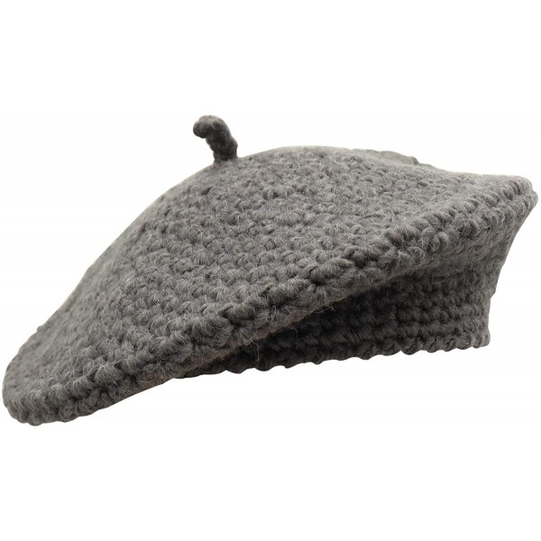 Berets Women Hand Knitted French Beret Hat - Grey - C018AI8000L $13.17