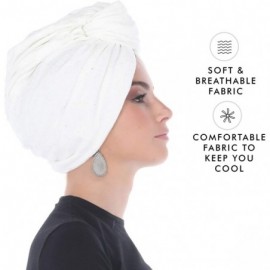 Skullies & Beanies Turban Headwraps for Women Featuring a Pretied Front Knot & Soft Sparkle Finish for Cancer - White - C0194...