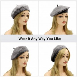 Berets Women Hand Knitted French Beret Hat - Grey - C018AI8000L $13.17