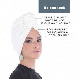 Skullies & Beanies Turban Headwraps for Women Featuring a Pretied Front Knot & Soft Sparkle Finish for Cancer - White - C0194...