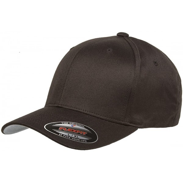 Baseball Caps Original Flexfit Wooly Cotton Twill Cap 6277- Stretch Fit Baseball Cap w/Hat Liner - Brown - CE1803HO634 $12.04