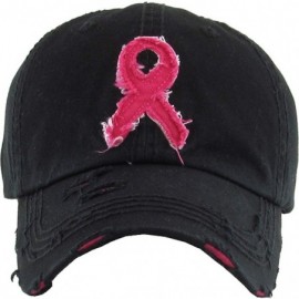 Baseball Caps Pink Ribbon Breast Cancer Awareness Vintage Distressed Baseball Hat Cap - (1.1) Black Pink Ribbon - CB18HES6M3D...