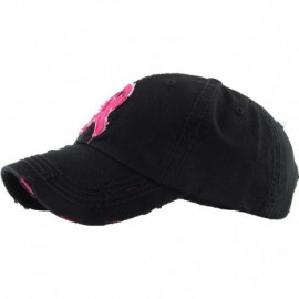 Baseball Caps Pink Ribbon Breast Cancer Awareness Vintage Distressed Baseball Hat Cap - (1.1) Black Pink Ribbon - CB18HES6M3D...