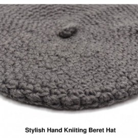 Berets Women Hand Knitted French Beret Hat - Grey - C018AI8000L $13.17