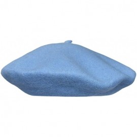 Berets Women's Wool Solid Color Classic French Beret Beanie Hat - Sky Blue - CK12LCO1FTJ $11.90