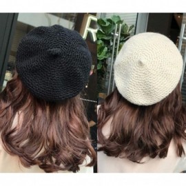 Berets Women Hand Knitted French Beret Hat - Grey - C018AI8000L $13.17