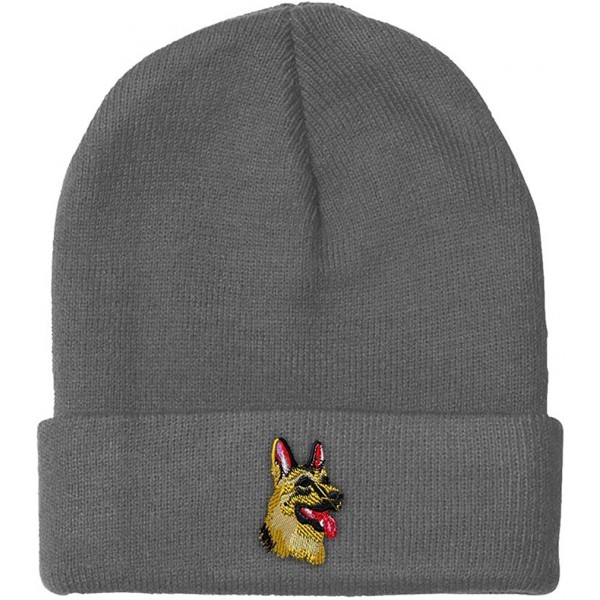 Skullies & Beanies Custom Beanie for Men & Women German Shepherd Head B Embroidery Skull Cap Hat - Light Grey - CP18ZS2MGCH $...