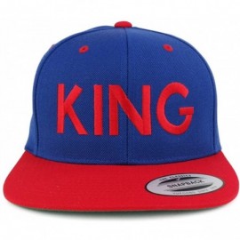 Baseball Caps King Two Tone Embroidered Flat Bill Snapback Cap - Royal Red - C017YX9ISX5 $17.02