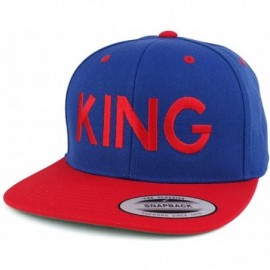 Baseball Caps King Two Tone Embroidered Flat Bill Snapback Cap - Royal Red - C017YX9ISX5 $17.02