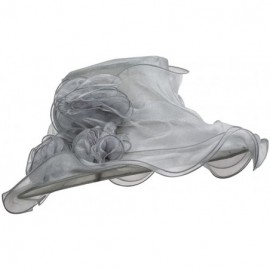 Sun Hats Two Tone Ruffle Accent Organza Hat - Grey - CB11XBRKP4H $41.26