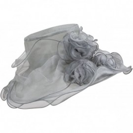 Sun Hats Two Tone Ruffle Accent Organza Hat - Grey - CB11XBRKP4H $41.26