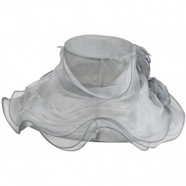 Sun Hats Two Tone Ruffle Accent Organza Hat - Grey - CB11XBRKP4H $41.26